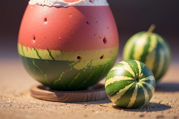 Das köstliche und erfrischende Wassermelonensaftgetränk ist sehr angenehm, um den Durst im Sommer zu löschen