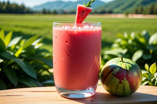 Das köstliche und erfrischende Wassermelonensaftgetränk ist sehr angenehm, um den Durst im Sommer zu löschen