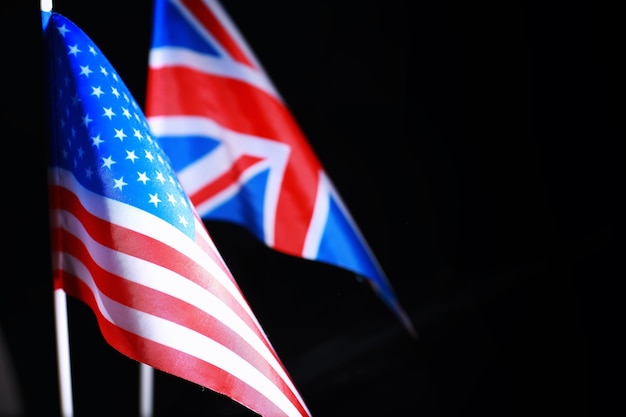 Das Konzept der diplomatischen Beziehungen Flagge der Vereinigten Staaten von Amerika und der Russischen Föderation