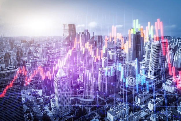 Das Konzept der städtischen Architekturlandschaft und des Finanz-, Börsen-, Wertpapier- und Immobilientrends