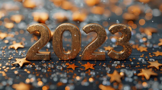 Foto das konzept des happy new year 2023 textdesigns ist für broschüren, vorlagen, karten, banner usw. moderne illustration neujahrs-idee-konzept