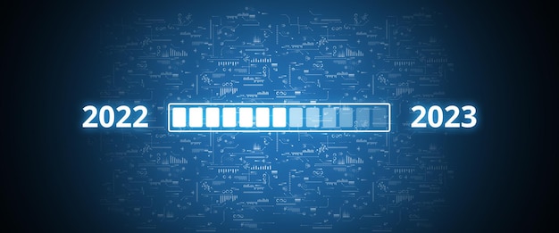 Das Konzept des neuen Jahres 2023 Ladebalken von neu nach alt