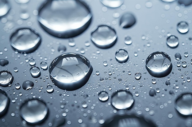Das Konzept von Regentropfen, die auf einen grauen Hintergrund fallen Abstrakte nasse weiße Oberfläche mit Blasen