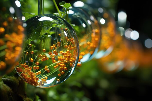 Foto das labor stellt lebende düngemittel her, die üppiges pflanzenwachstum und generative ia fördern