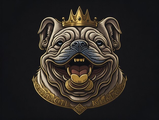 Das lächelnde Logo der glücklichen Königsbulldogge