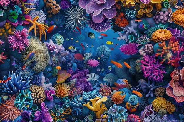 Das lebendige Korallenriff wimmelt am Tag der Erde von Leben