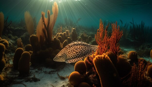 Das lebendige Meeresleben mit Tieren und Algen, die durch künstliche Intelligenz erzeugt wurden