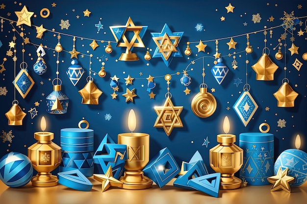 Das Lichtfest Hanukkah Star Menorah und der freudige Hintergrund