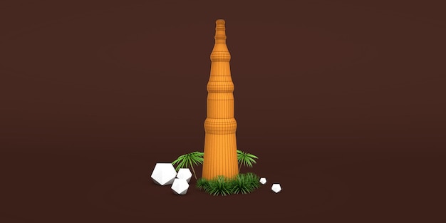 Foto das minarett qutub minar delhi und der siegesturm mehrauli in süd-delhi indien 3d-renderbild