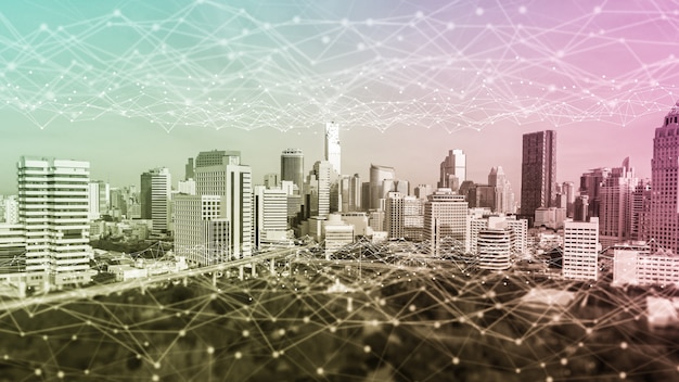 Das moderne kreative Kommunikations- und Internet-Netzwerk verbindet sich in Smart City