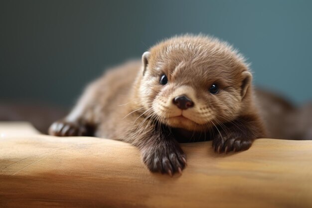 Das Otter-Kind liegt und erzeugt Ai.