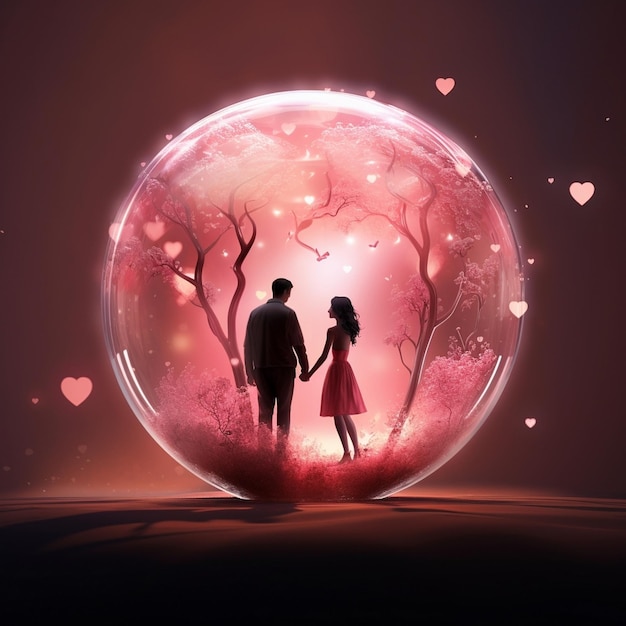 Das Paar sollte Hand in Hand in einem leuchtenden Valentinstag Hintergrund AI generiert stehen
