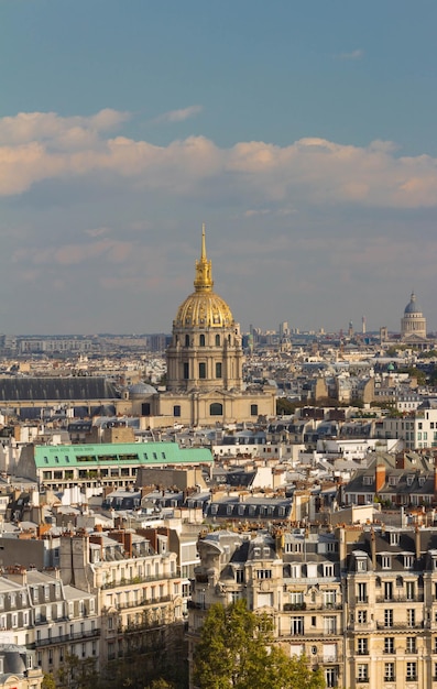 Das Panorama der Pariser Häuser und der Kathedrale Saint Louis Paris