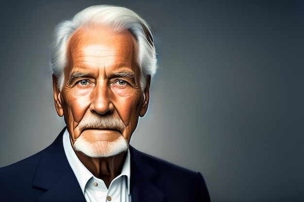 Das Porträt eines älteren, reifen Mannes im Hintergrund erzeugt KI