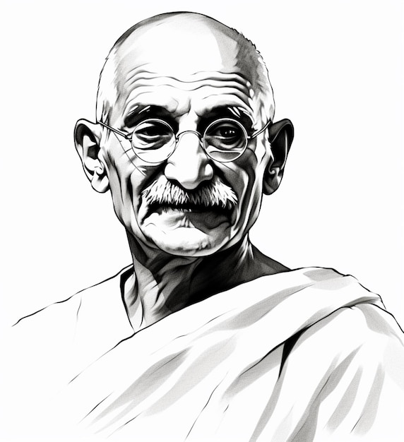 Foto das porträt von peace gandhi zeichnen