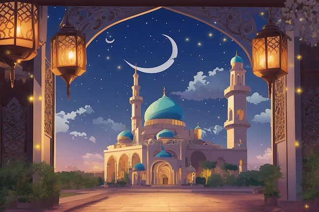 Foto das poster von ramadan kareem mit vektorillustration