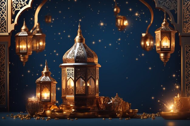 Foto das poster von ramadan kareem mit vektorillustration