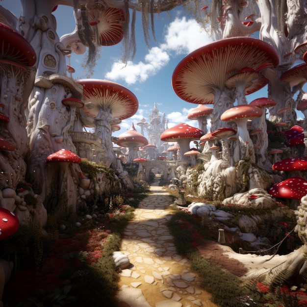 Das psychedelische Wunderland von Mycelium Eine intensiv detaillierte Reise in die Magie der 8K-Pilze