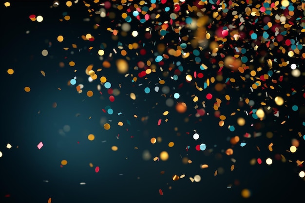 Das realistische Fallen von glänzenden Konfetti-Glittern in farbenfrohen Neujahrs-Geburtstags-Design-Element des Valentinstags-Urlaubs-Design-Konfetti isoliert auf einem dunklen Hintergrund