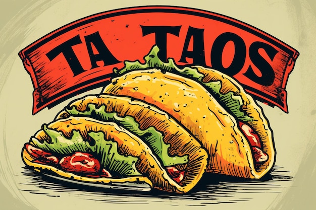 Das Retro-Emblem von Tacos