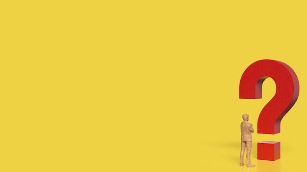 Das rote Fragezeichen auf gelbem Hintergrund 3D-Rendering