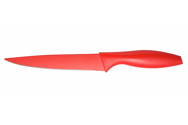 Das rote Messer auf weißem Grund. Isoliert.