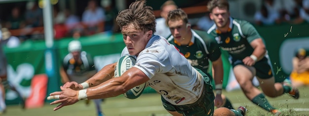 Das Rugby-Spiel ist ein Test der Ausdauer und der Stärke, das Athletik und Teamarbeit zeigt. Ein aufregender Sport, der Widerstandsfähigkeit und Entschlossenheit auf dem Feld verkörpert.