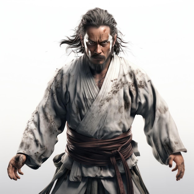 Das scharfe Gesicht der Samurai-Illustration