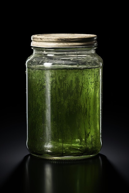 Foto das schreckliche, viskose glas des verrückten wissenschaftlers, isolierter grün, realistisch