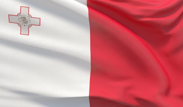 Das Schwenken der Nationalflagge von malta schwenkte eine hochdetaillierte Nahaufnahme d render