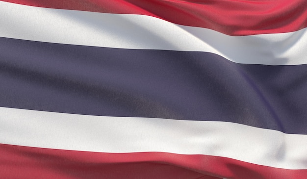 Das Schwenken der Nationalflagge von Thailand schwenkte eine hochdetaillierte Nahaufnahme d