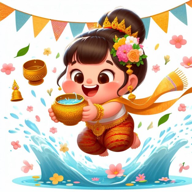 Das Songkran-Wasserfestival feiert eine Frau.
