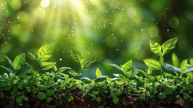 Das Sonnenlicht filtert durch den mit Moos bedeckten Wald