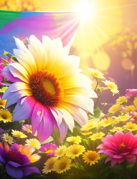 Das Sonnenlicht Holi Flowers and Nature Happy Banner