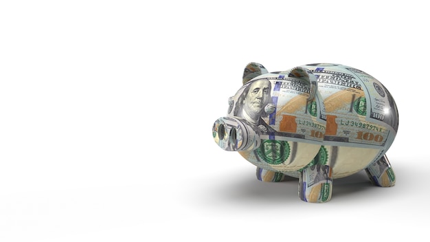 Das Sparschwein mit 100 Dollar Banknote