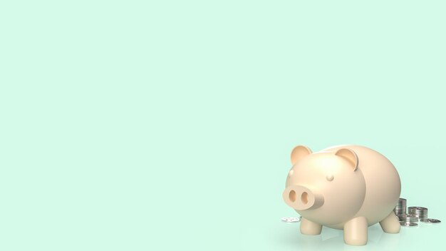 Das Sparschwein und die Münzen für Geschäfts- oder Sparkonzepte 3D-Rendering