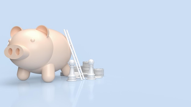 Das Sparschwein zum Sparen oder Geschäftskonzept 3D-Rendering