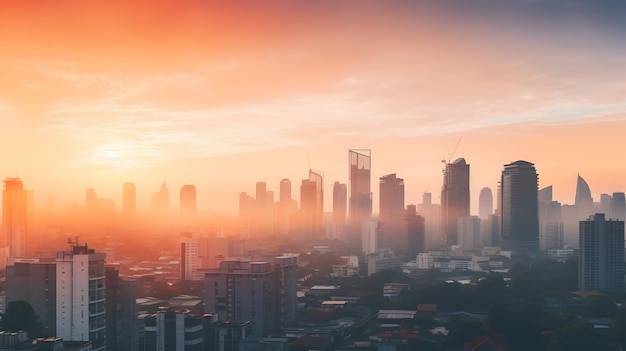 Das Stadtbild bei einem lebendigen Sonnenaufgang