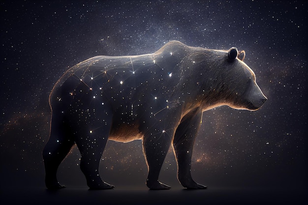 Das Sternbild Ursa Major am sternenreichen Himmel, generiert von KI