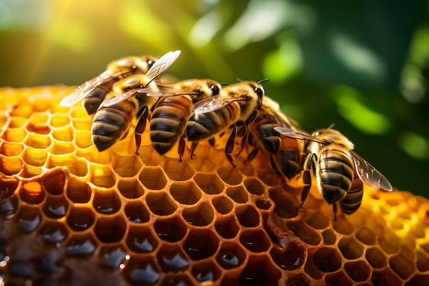 Das summende Ökosystem Eine Nahaufnahme eines blühenden Bienenstocks