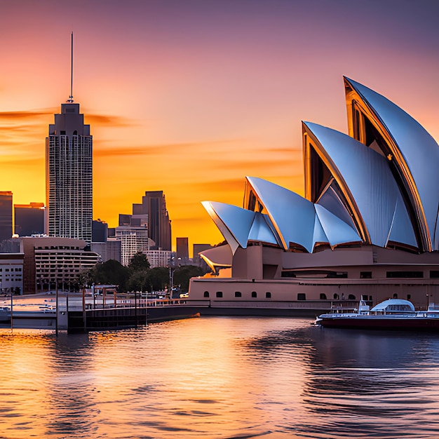 Das Sydney Opera House befindet sich im Hafen von Sydney. KI-generiert.