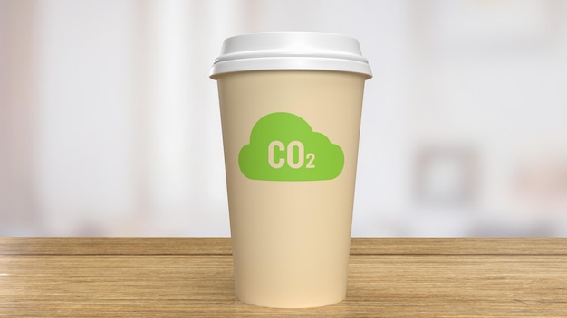 Das Symbol CO2 auf Kaffeetasse für Öko- oder Umweltkonzept 3D-Rendering