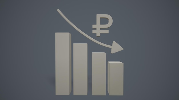 Das Symbol der Währung des russischen Rubels 3drendering