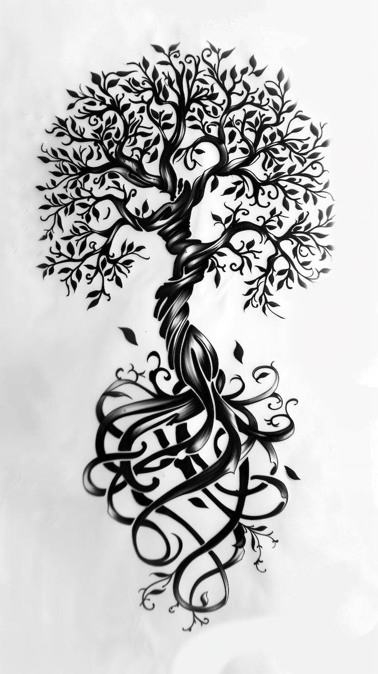 Foto das tattoo des lebensbaums