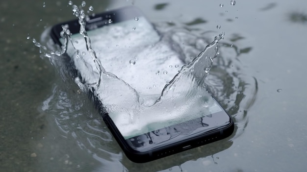 Das Telefon fiel in das Wasser. Nahaufnahme.