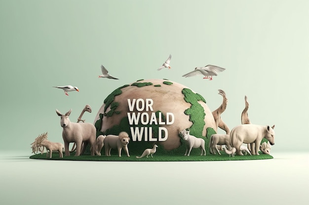 Foto das tier und der text für den welttag der wildtiere