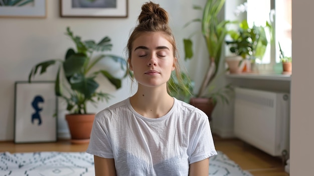 Foto das üben von achtsamkeit und meditation beruhigt das geistige wohlbefinden