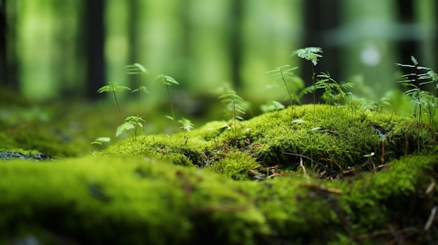 Das üppige Waldmoos in der Nähe