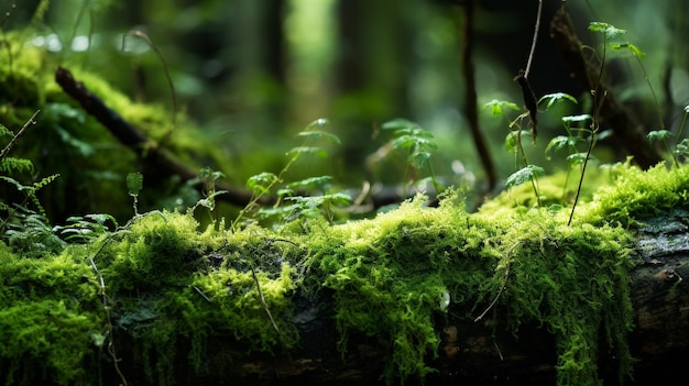 Das üppige Waldmoos in der Nähe