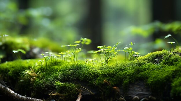 Das üppige Waldmoos in der Nähe